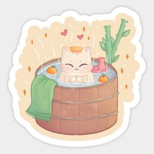 Hot Tub Onsen Cat Sticker